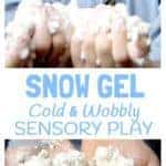 Cold, wobbly, sparkly Snow Gel; a wonderfully rich Winter sensory play experience.