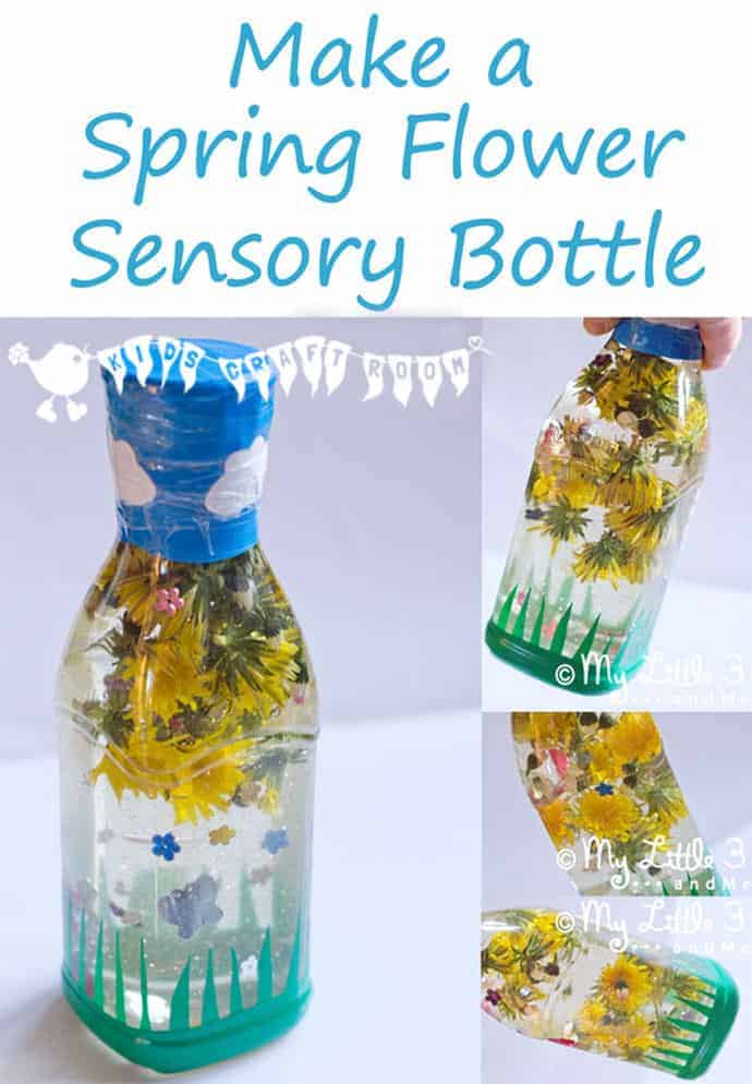 SPRING FLOWER SENSORY BOTTLES -  Babies and toddlers will love this educational activity that explores the natural world and brings the outside inside!