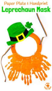 Paper Plate and Handprint Leprechaun Mask