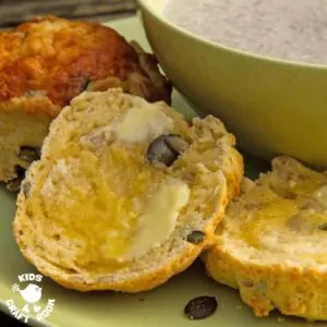Creamy Mushroom Soup With Pumpkin And Sunflower Seed Cheesy Scones