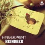 FINGERPRINT REINDEER - adorable handprint/fingerprint Christmas art for kid. These make great keepsakes. Use them to decorate gift tags, gift wrap or greeting cards.