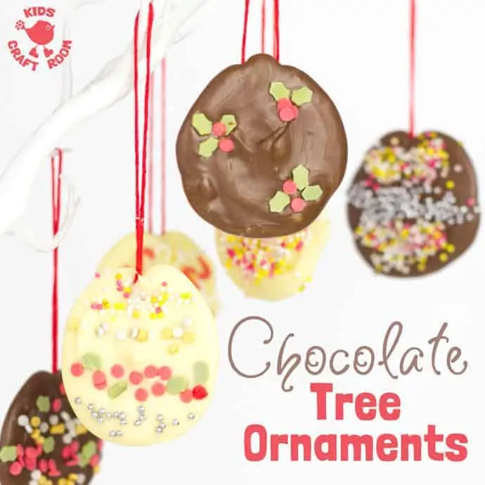 Homemade chocolate tree decorations are so easy to make. Kids will love having edible chocolate ornaments on the Christmas tree. It's a fun Christmas activity for the whole family.