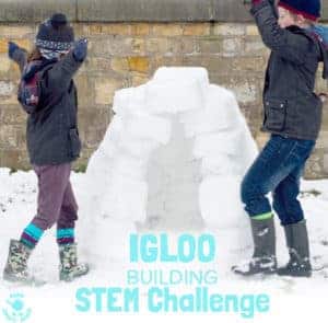 HOW TO BUILD AN IGLOO? This Winter build an igloo STEM challenge gives kids the opportunity to explore and test their ideas, evaluate and problem solve whilst having lots of fun! #STEM #STEAM #Winter #Winteractivities #Winterideas #Winterplay #playideas #ECE #LearningActivities #EngineeringForKids #KidsActivities #homeschool #igloo #snow #kidschallenge