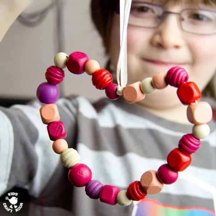 Gorgeous bead hearts and pasta hearts are simple enough for toddlers and pretty enough for tweens! A perfect heart craft gift for a loved Mummy or Grandma.
