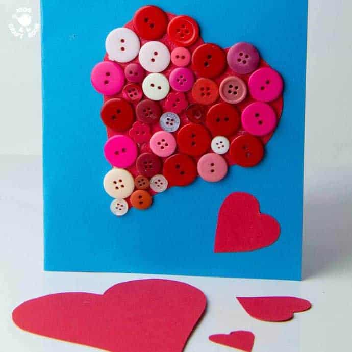 BUTTON HEARTS - an easy kids craft to make gorgeous pictures for the wall or cards for Valentine's Day or Mother's Day.