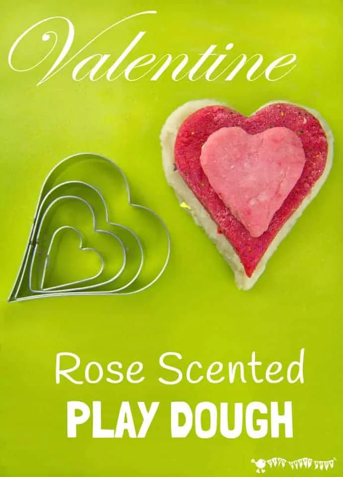 Rose scented play dough recipe. Great for Valentine's Day sensory play.