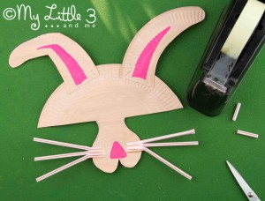Make a paper plate Easter Bunny Mask with whiskers - great for imaginative play. 