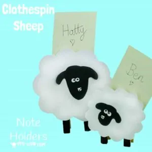 CLOTHESPIN SHEEP AND LAMBS - a lovely Spring craft for kids that double up as table place holders or memo holders.