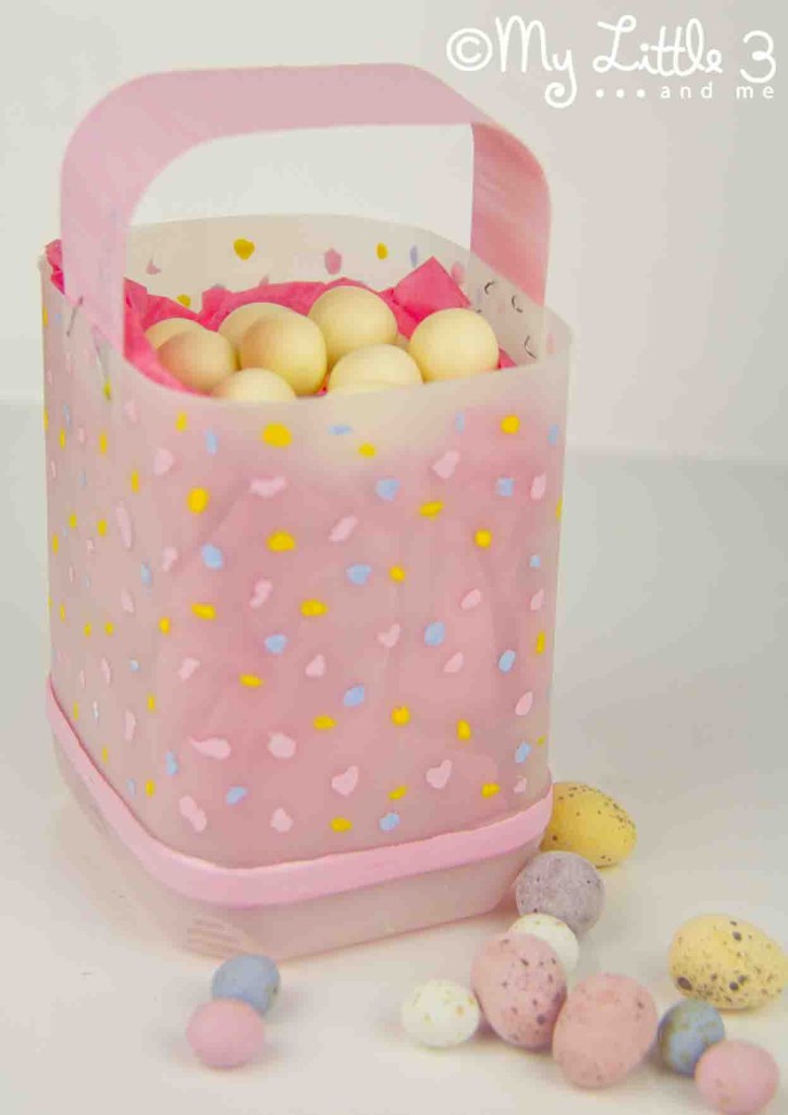 CUTE EASTER BASKETS a recycled milk jug craft for kids.