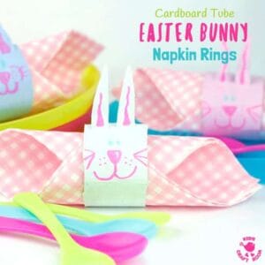 EASTER BUNNY RABBIT NAPKIN RINGS - a fun recycled Easter craft for kids. A cute rabbit craft from cardboard tubes / TP rolls. #easter #eastercrafts #kidscrafts #craftsforkids #kidscraftroom #bunny #bunnies #easterbunny #rabbits #tprollcrafts #cardboardtubecrafts #rabbitcrafts #bunnycrafts #napkin #napkinrings