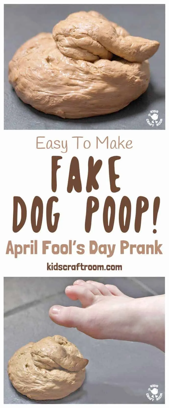 FAKE DOG POOP PRANK! Kids will love making this Fake Dog Poop! Such great fun for pranks and April Fool's Day! #aprilfool #aprilfoolsday #aprilfoolsdayprank #aprilfoolsprank #prank #joke #aprilfoolsjoke #aprilfoolsdayjoke #fauxpoop #fakepoop #trick #jest #poo #poop #dogpoop #dogdirt #kidsactivities #kidscraftroom