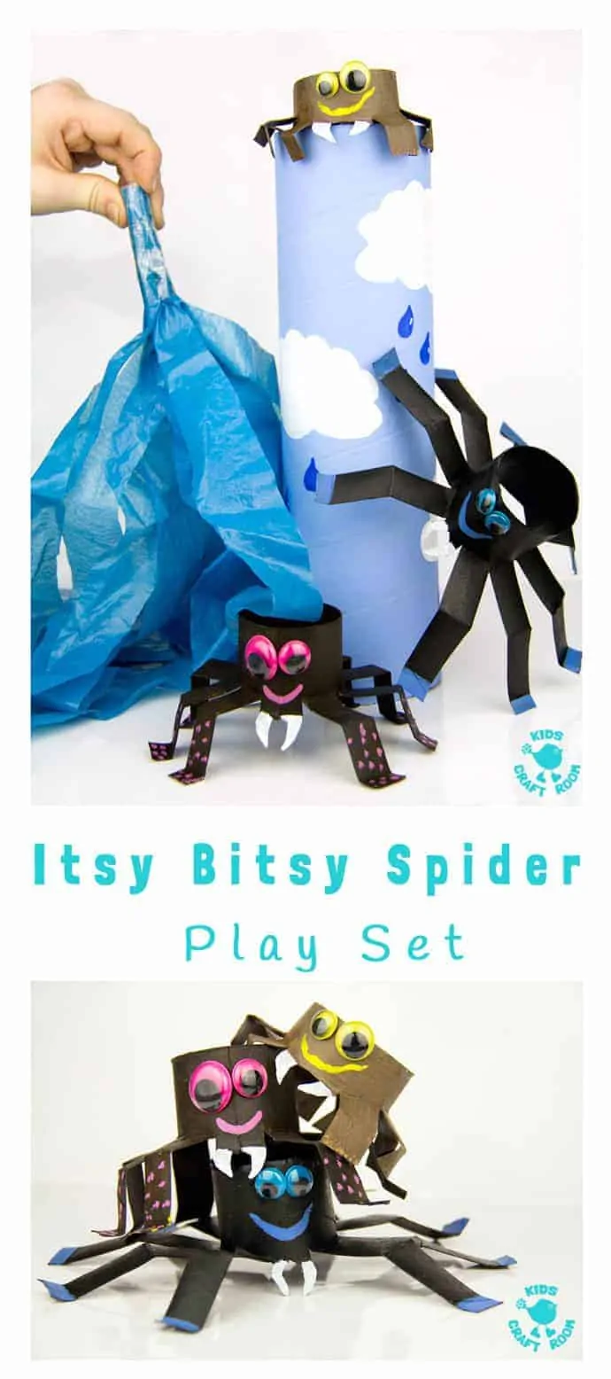 Itsy Bitsy Spider Play Set - easy to make and great for bringing the nursery rhyme to life. A fun spider craft for kids.