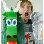DRAGON HOBBY HORSE Imagine how excited kids will be to ride on the back of their own dragon! This dragon is easily made from an up-cycled cereal box for hours of imaginative play.