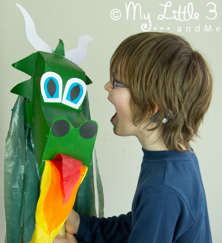 DRAGON HOBBY HORSE Imagine how excited kids will be to ride on the back of their own dragon! This dragon is easily made from an up-cycled cereal box for hours of imaginative play.