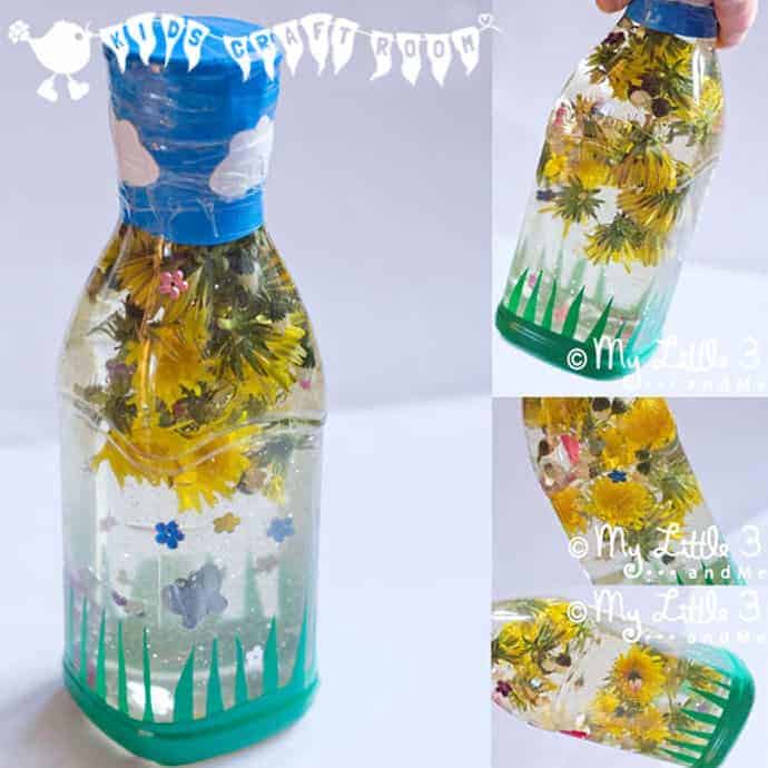 SPRING FLOWER SENSORY BOTTLES - Babies and toddlers will love this educational activity that explores the natural world and brings the outside inside!