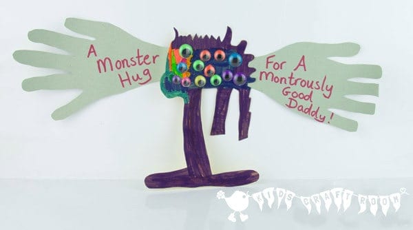 A super cute Father's Day card for the children to make for Daddy. A "Monster Hug" from Daddy's little monster!