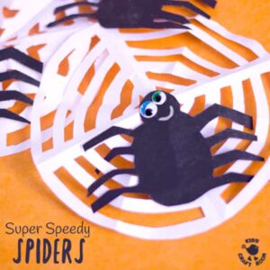 SPEEDY SPIDER CRAFT - Make quick spider decorations in minutes. Great as a Halloween spider craft or an Itsy Bitsy Spider activity.