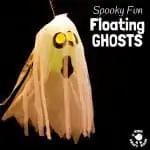 JUMBO FLOATING GHOST CRAFT. These spooky ghosts are easy DIY Halloween decorations for the house or yard. A fun Halloween craft for kids to make and play with. #halloween #halloweendecorations #ghosts #halloweenparty #kids #kidscrafts #kidscraft #spook #ghoul #spectre #halloweenforkids #ghostcrafts #ghostcraft #balloons #ballooncrafts #kidscraftroom