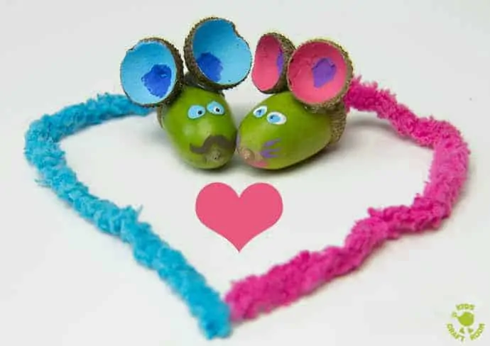 ACORN MOUSE CRAFT -We love these adorable ACORN MICE, such a cute Nature craft for Fall. Autumn crafts and acorn crafts for kids are such fun. Squeak!