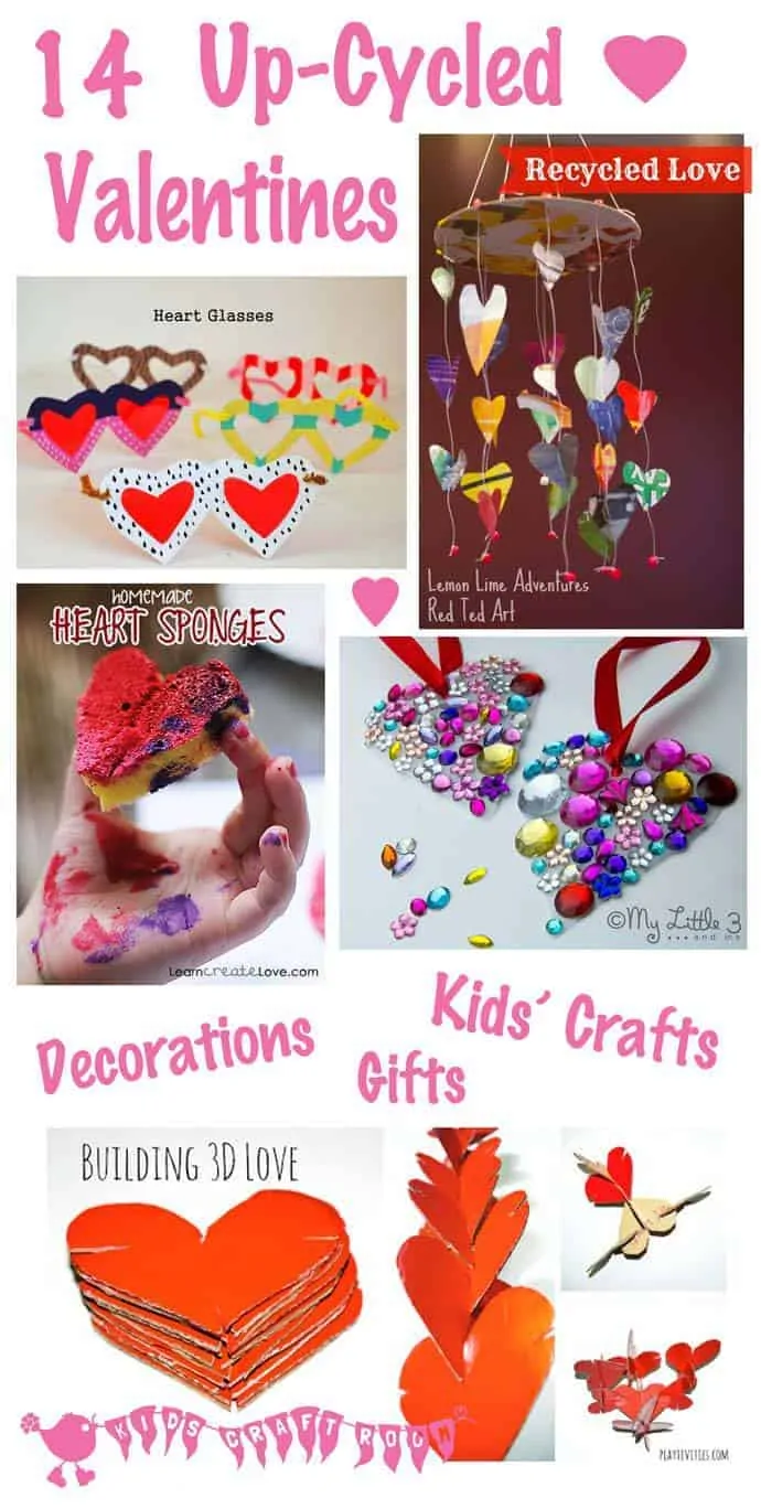 14 CUTE UP-CYCLED VALENTINE'S CRAFTS - Creating a fun filled, pretty Valentine's day for kids doesn't need to cost the earth!