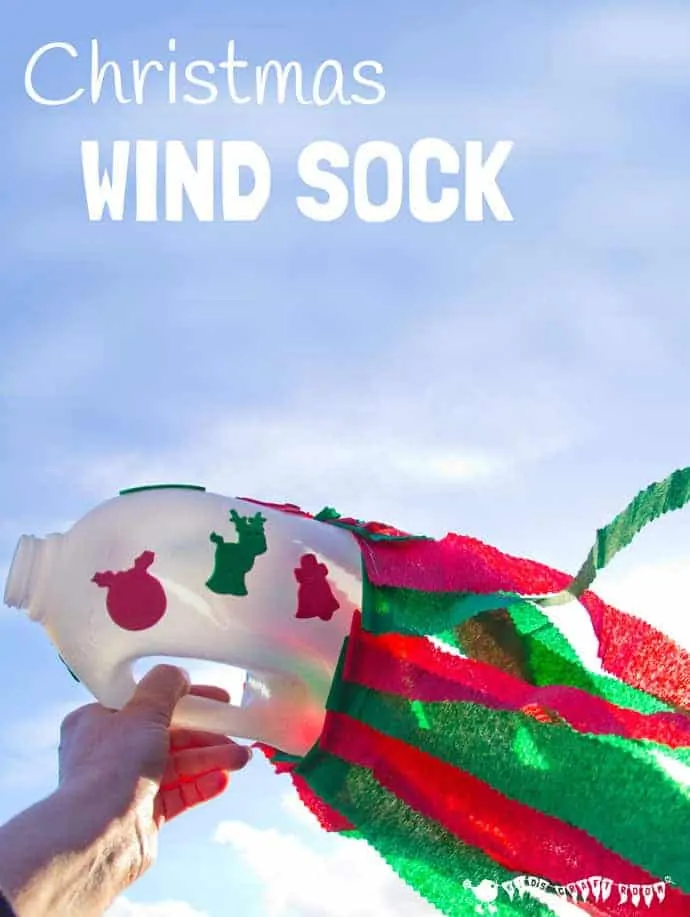 CHRISTMAS WINDSOCKS An easy recycled Christmas craft for kids. A fun Winter activity for kids to enjoy twirling and running with outside.