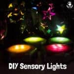 DIY SENSORY LIGHTS - A wonderful homemade sensory play activity for babies, toddlers and preschoolers. This sensory play idea is so easy and thrifty to make. Kids will love exploring and learning with this set of coloured lights.
