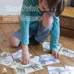 HANDPRINT MATH for hands-on fun and meaningful learning! A great resource for developing early math skills, one to one correspondence and 5 and 10 times tables.