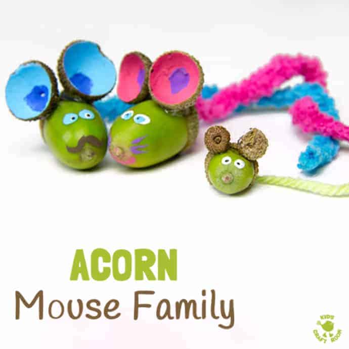 ACORN MOUSE CRAFT -We love these adorable ACORN MICE, such a cute Nature craft for Fall. Autumn crafts and acorn crafts for kids are such fun. Squeak!