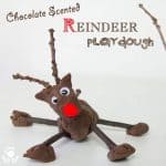 CHOCOLATE SCENTED NO-COOK PLAY DOUGH RECIPE for Christmas reindeer activities and crafts. Easy Christmas sensory play for kids.