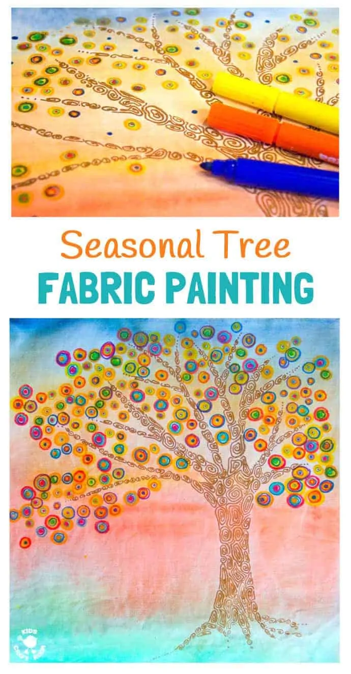 SEASONAL TREE CRAFT FABRIC PAINTING - A fun Fall art idea for kids. Use fabric paints and markers in this colourful art project for kids. A great painting idea for kids to use textiles that doesn't involve sewing!