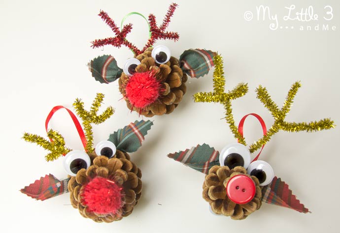pinecone reindeer - easy christmas crafts for kids