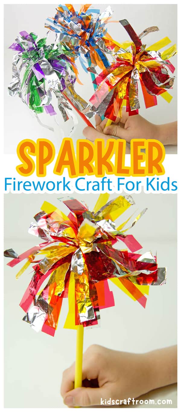 A collage of sparkler firework craft toys in different colours.
