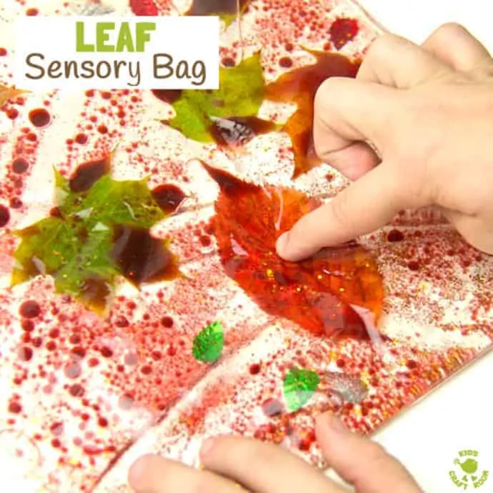 LEAF SENSORY BAGS - a fantastic mess free Autumn sensory play activity for kids. Children will love to explore this Fall activity that engages the senses.