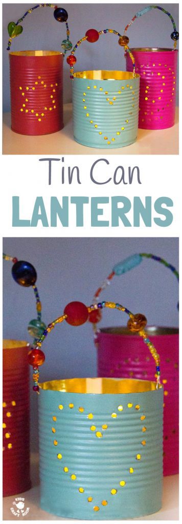 TIN CAN LANTERNS are beautiful homemade gifts kids can make. These DIY luminaries are easy to make and look stunning. #tincans #tincancrafts #tincanlanterns #tincanluminaries #lanterns #luminaries #luminarycrafts #lanterncrafts #kidscrafts #kidscraft #craftsforkids