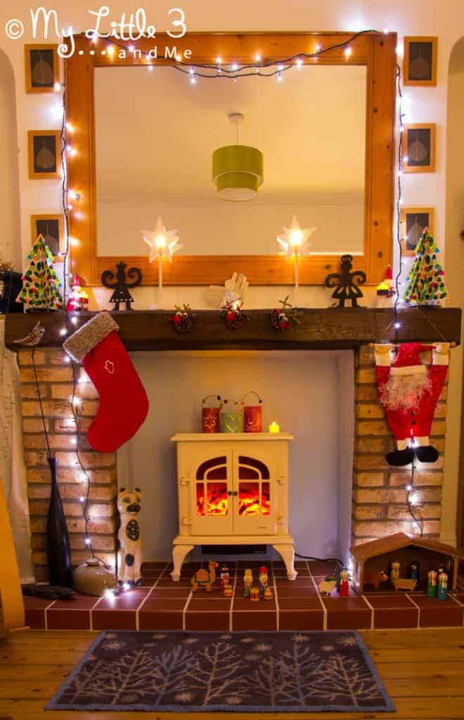 Here's a sneaky behind the scenes peep at our Christmas hearth decorations. I've kept it very simple this year with a few of the children's homemade decorations a beautiful festive Turtle Mat.