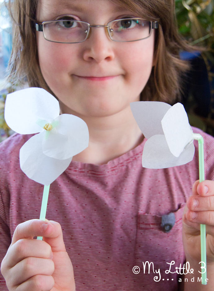 Snowdrop tissue paper flowers a simple winter craft for kids.