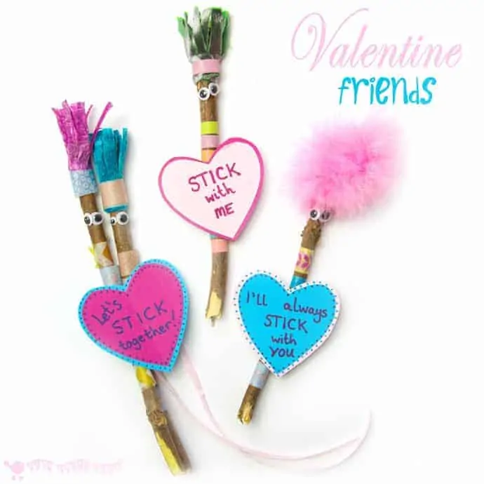 Make adorable Valentine Friend Stick Figures, a cheap and easy Valentine craft for kids that's not too soppy for the boys!