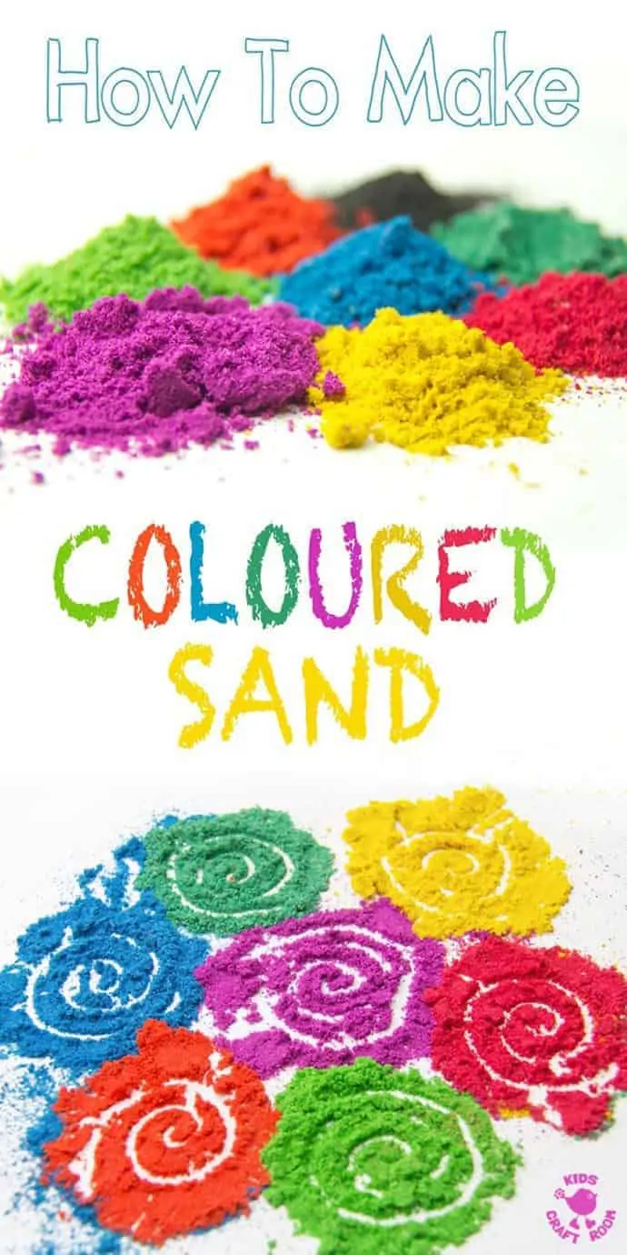 DIY COLOURED SAND - It's easy and fun to make vibrant coloured sand for all your sand art projects, sand play and Rangoli art.