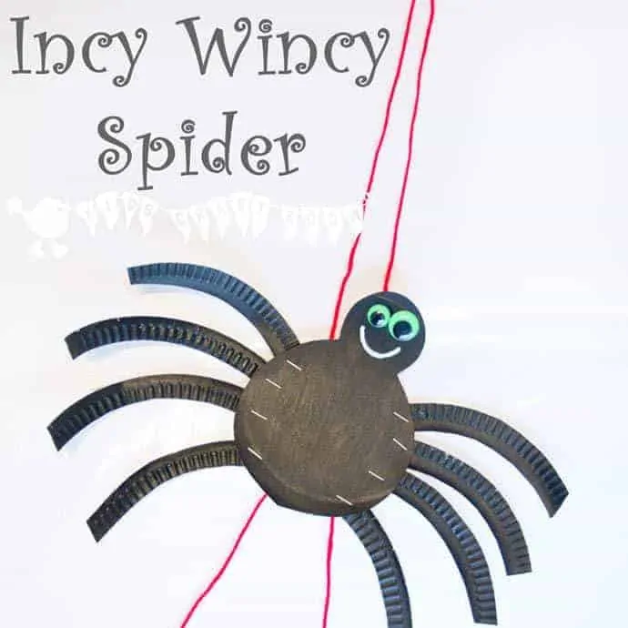 An adorable paper-plate Incy Wincy Spider craft (Itsy Bitsy Spider) that actually climbs! Nursery Rhymes have never been such fun!