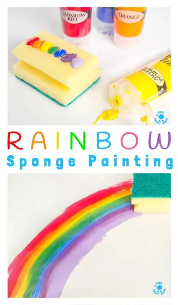 Rainbow Sponge Painting - fun rainbow art for kids that explores colour mixing, blending and textures.