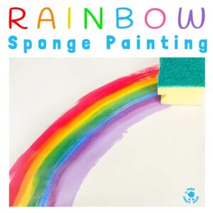 Rainbow Sponge Painting - fun rainbow art for kids that explores colour mixing, blending and textures.