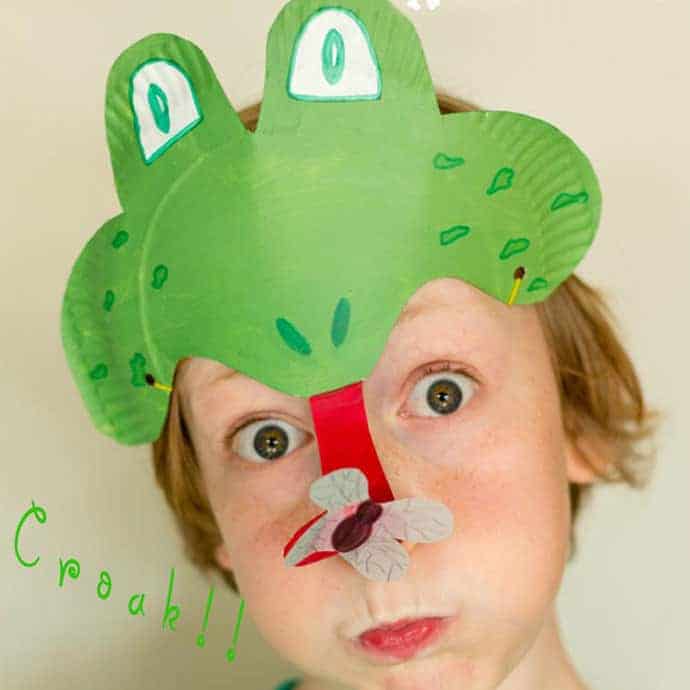 Make a Paper Plate Frog Mask - catching flies witMake a Paper Plate Frog Mask - catching flies with its curly tongue! CROAK!h its curly tongue! CROAK!