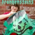Make GIANT floating Frankenstein's Monsters. Great homemade Halloween decorations that work really well as a party craft activity and party favour too.