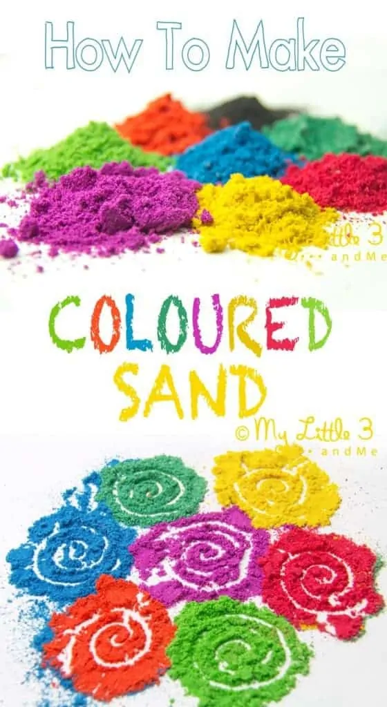 Make your own coloured sand. Vibrant and fun for all sorts of sand art projects like Rangoli patterns and sand bottles.