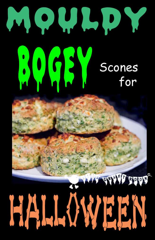 Make Mouldy Bogey Scones, a fun snack for a healthy Halloween.