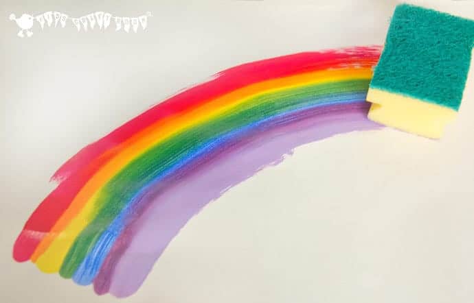 Rainbow Sponge Painting - a fun art for kids that explores colour mixing and blending.
