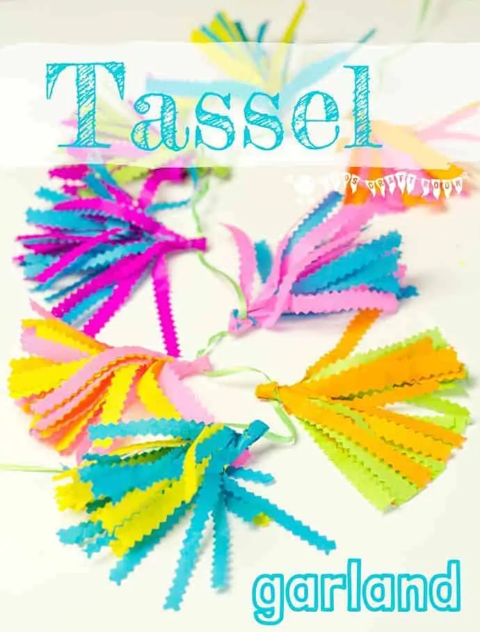 Make the cutest and most colourful mini tissue paper tassel garlands ever! They're just perfect for decorating kids bedrooms and parties or even the garden.