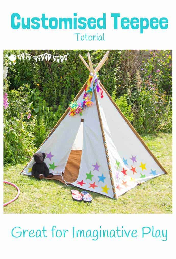 An easy tutorial to customise a kids teepee for the garden or playroom. Such a great resource to promote imaginative play.