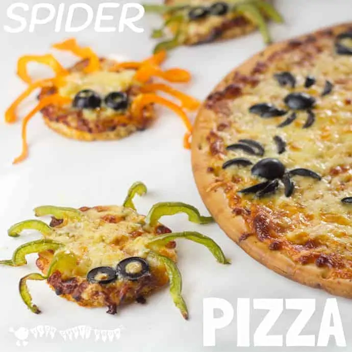 Spider Pizza Halloween food for the whole family to enjoy. Ewww!
