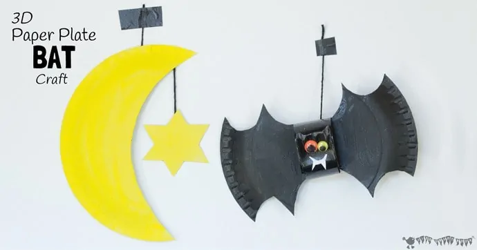 Squeak, squeak, let's go batty making bats! This 3D paper plate bat craft makes a great mobile for hanging in a kid's bedroom and is fun for Halloween too.